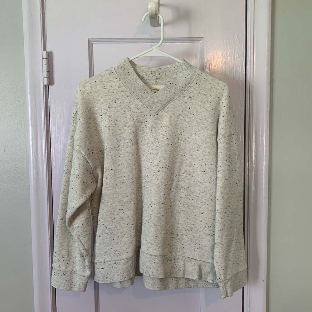 Madewell Marbled Gray Sweatshirt with Crossover Neck